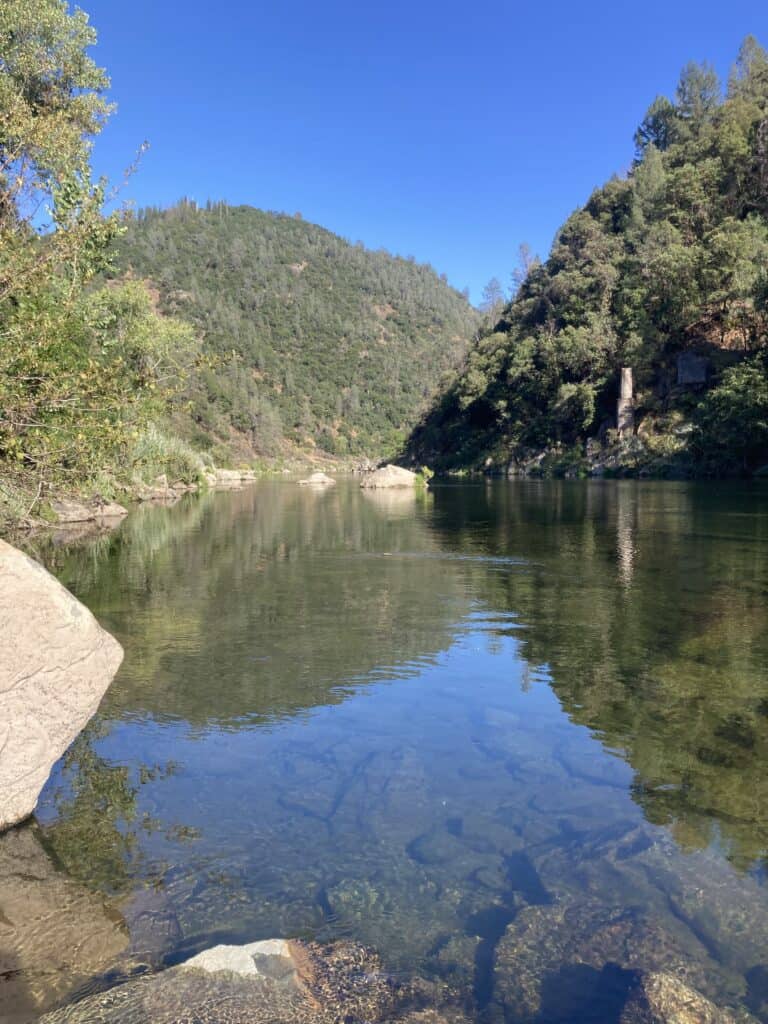 Looking upriver at Ruck a Chucky Campground Auburn California