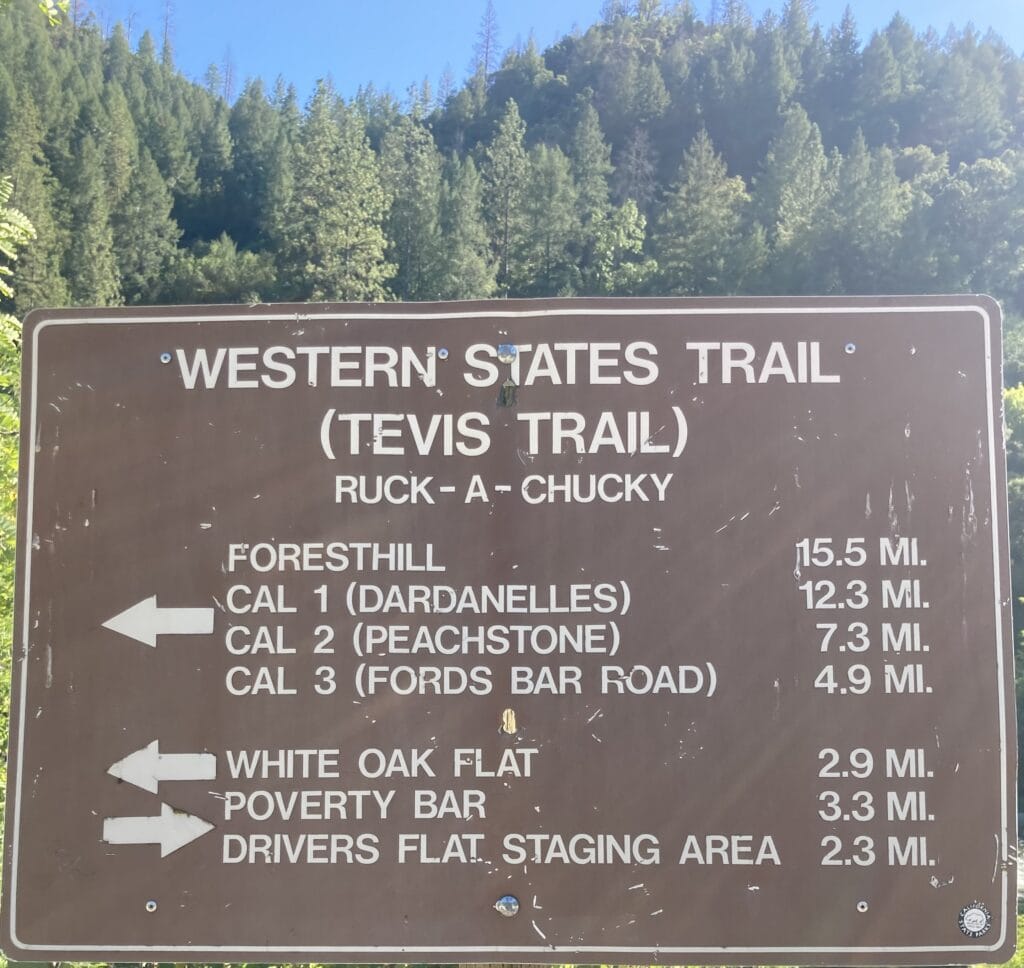 the brown western states trail sign at ruck a chucky day use area.