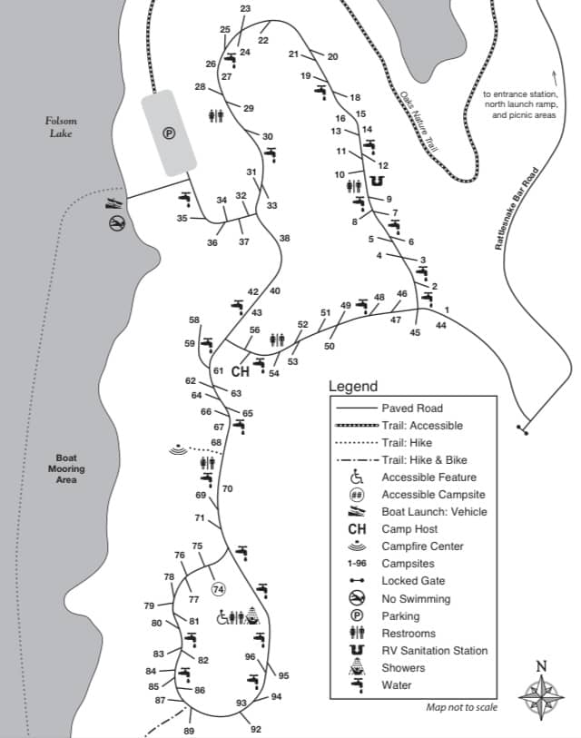 Folsom Lake Peninsula Campground Map.