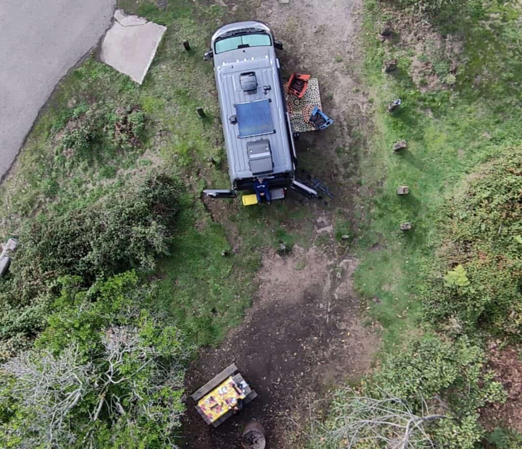 Drone shot over campsite