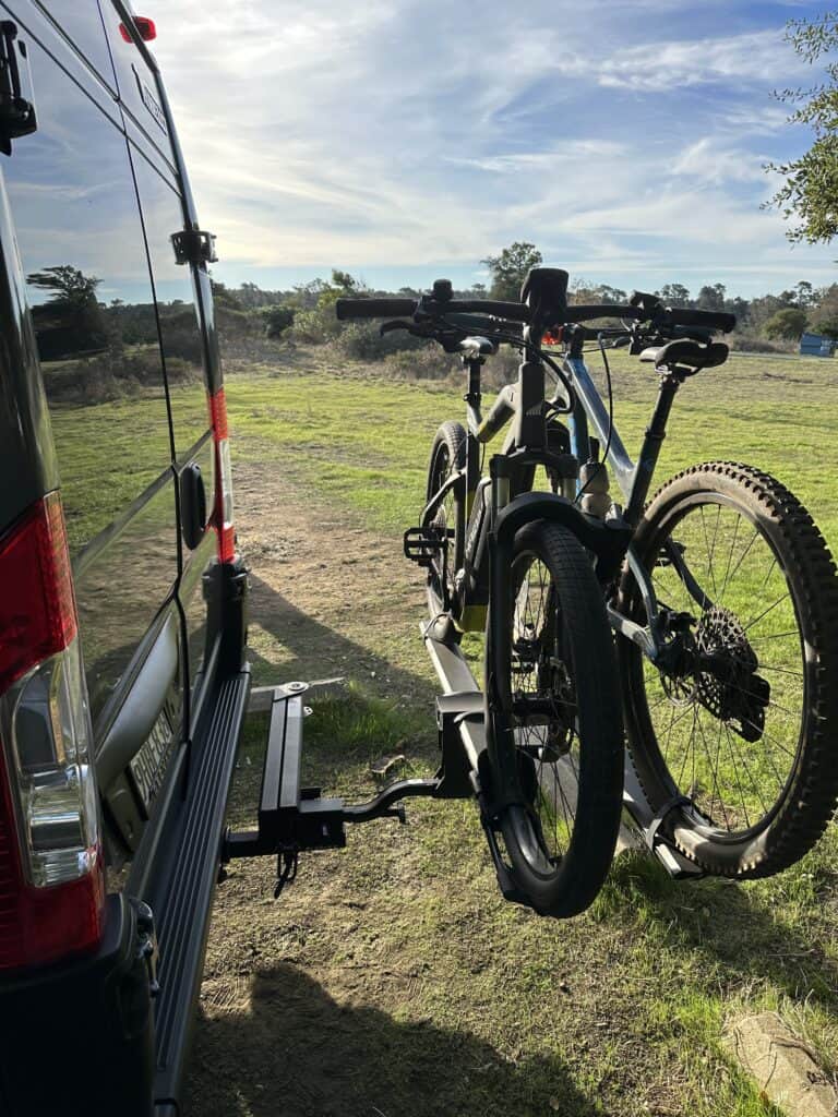 kuat swing away bike rack on the back of a van