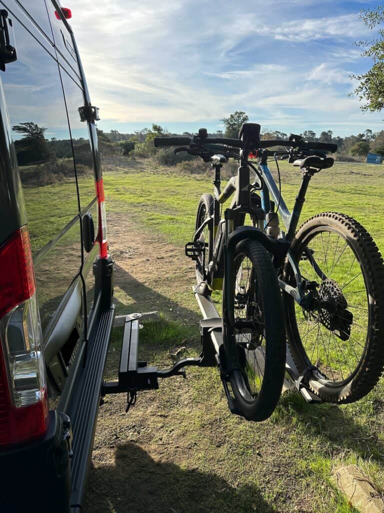 kuat bike rack on the back of a camper van