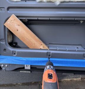 drilling rivnut holes in the van door