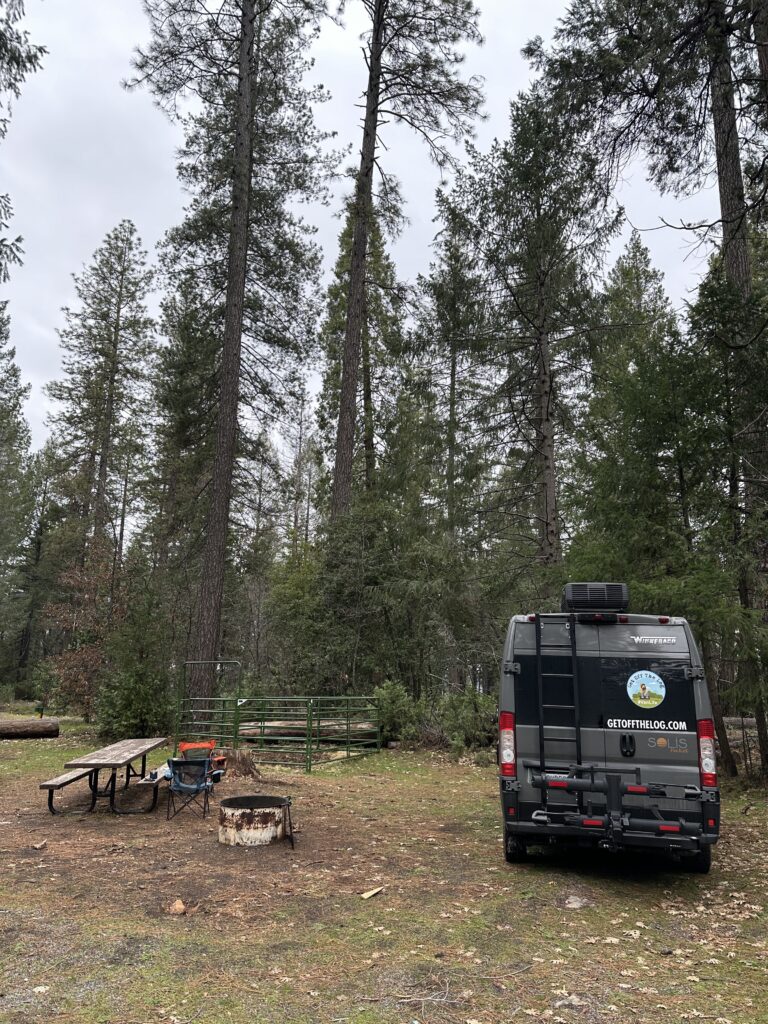 our van in our campsite