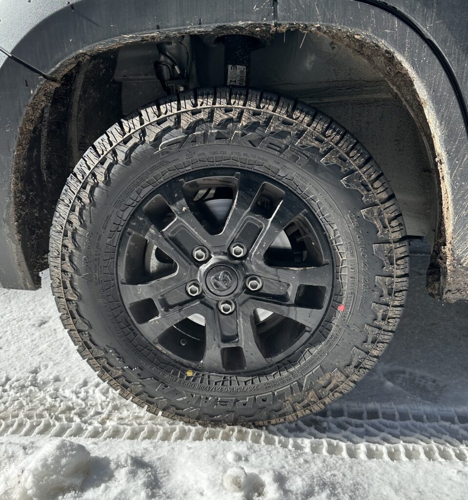 falken wildpeak at4w tire in snow