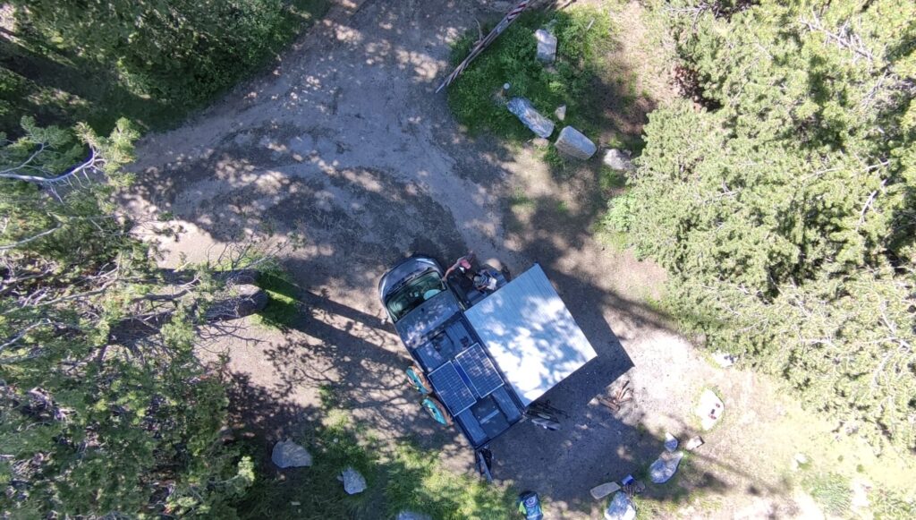 aerial view of our boondocking campsite