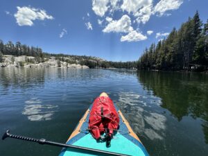 front of my paddle board heading out onto the lake