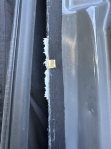 white door seal sealant on a clipped on section of van essential bug screen