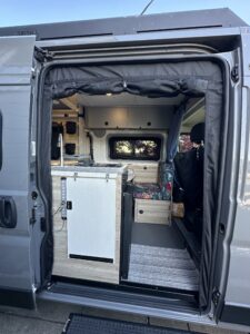 open van essential sliding door bug screen on a van