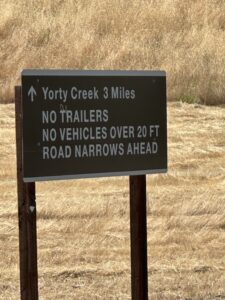 sign to yorty creek recreation area