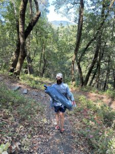 marla walking down the trail to boise creek