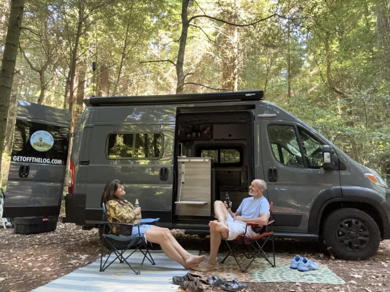 side view of the van at our swimmers delight campsite