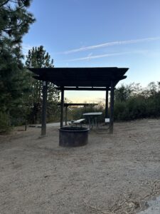 campsite picnic table and canopy view