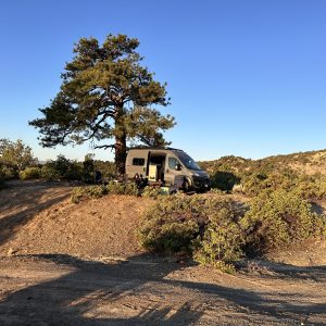 van up on the small hill our campsite was on